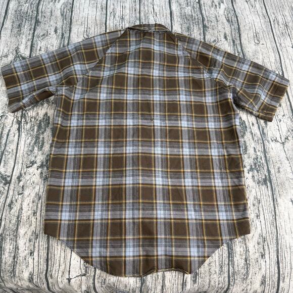 VTG Penneys Plus Plaid Wool Button Down 60s LS Flannel Shirt L-16-16 1/2 - Picture 2 of 11